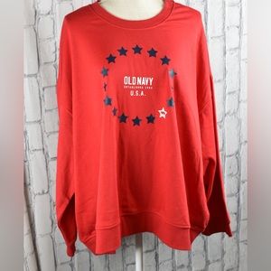 Old Navy Red Star Womens 4X Crew Sweatshirt